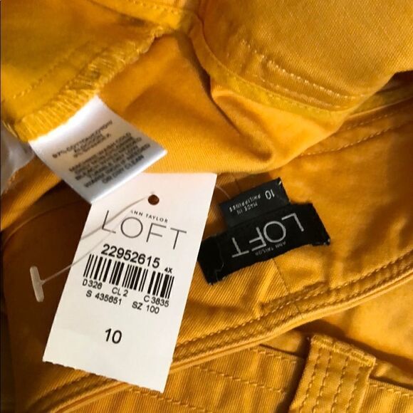 NWT Loft Wide Leg Capris Mustard Yellow Size 10 - Picture 6 of 7